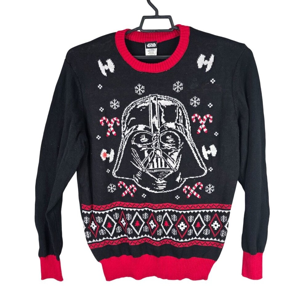 Mens Star Wars Darth Vader Black Ugly Christmas Sweater Black & Red Size XL